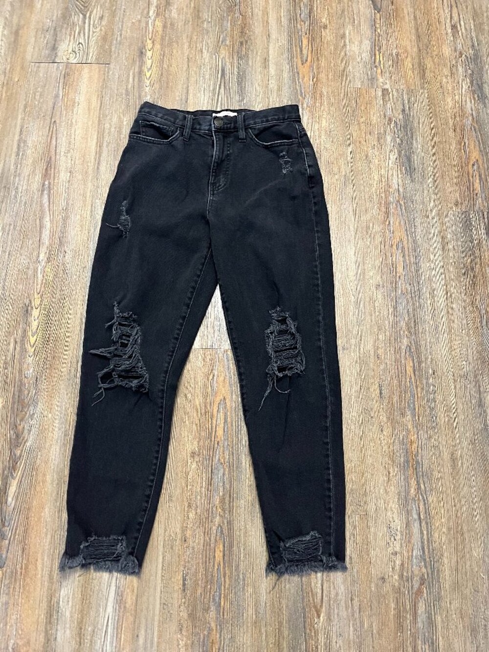 SO Distressed Black Jeans - Women Size 5/27W(27x27) -Curvy Mom - High Rise Waist